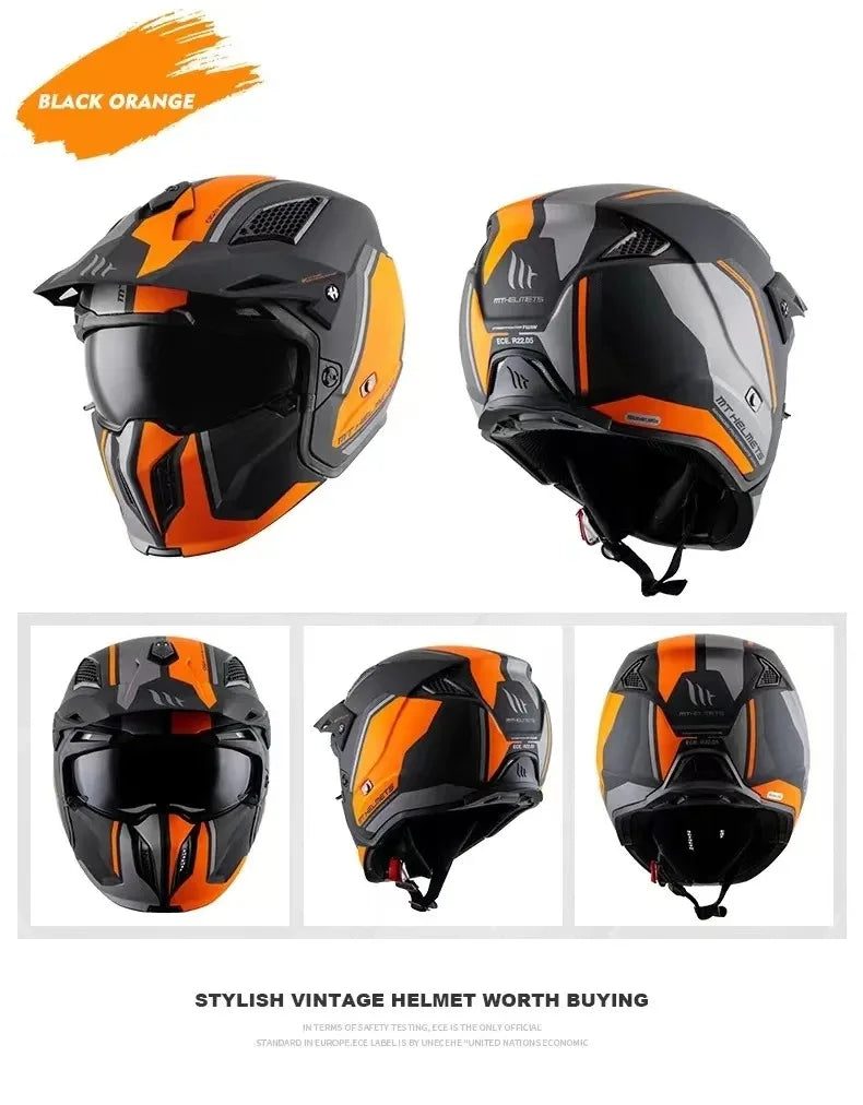 MT Street Fighter Motorcycle Helmet Detachable Combination Electroplated Gold Helmet ECE DOT Certification Full Face Casco Moto