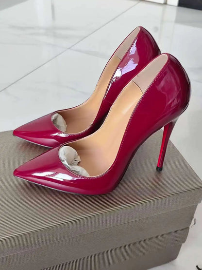 35-48 size slim high heels women's high heels sexy pointed wedding shoes party high heels patent leather neutral shoes