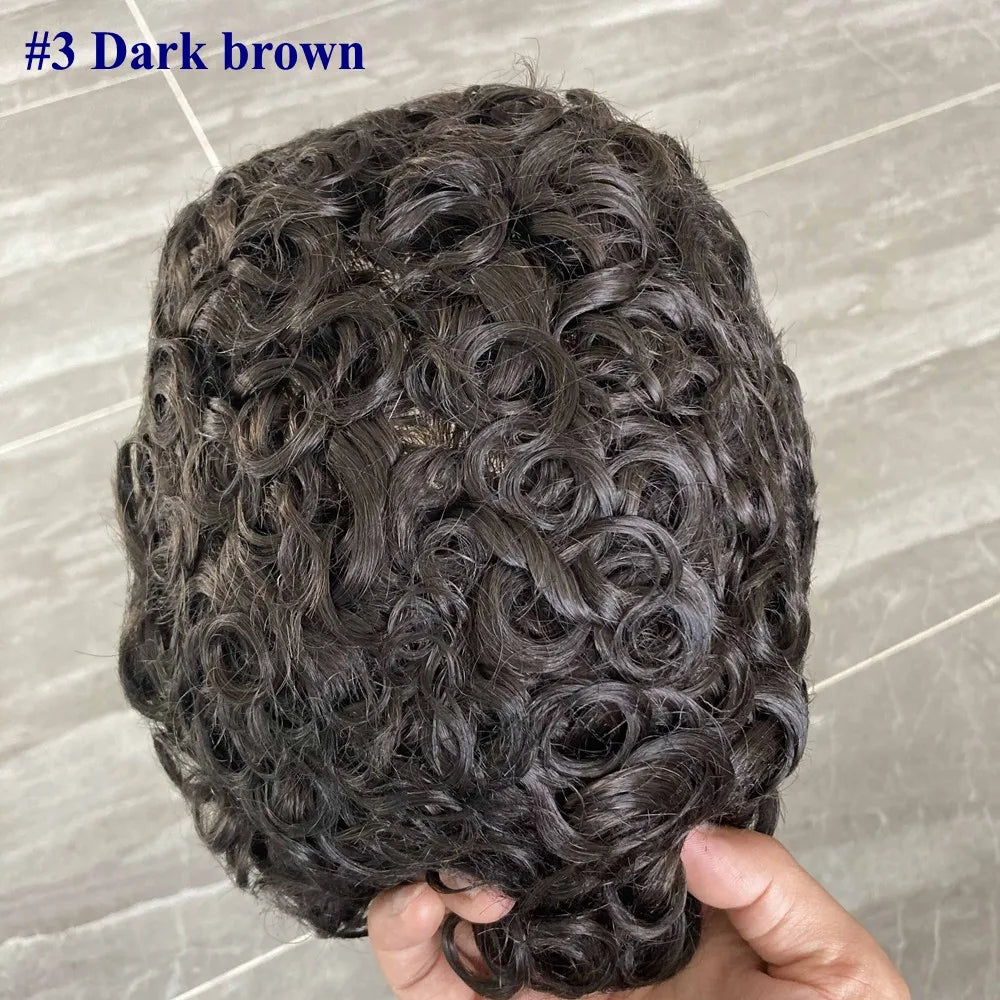 26mm Loose Curly 0.06mm Natural Hairline Men Toupee Ultra Thin Skin Full VLoop 1B80 613# Blonde Male Human Hair Prosthesi System