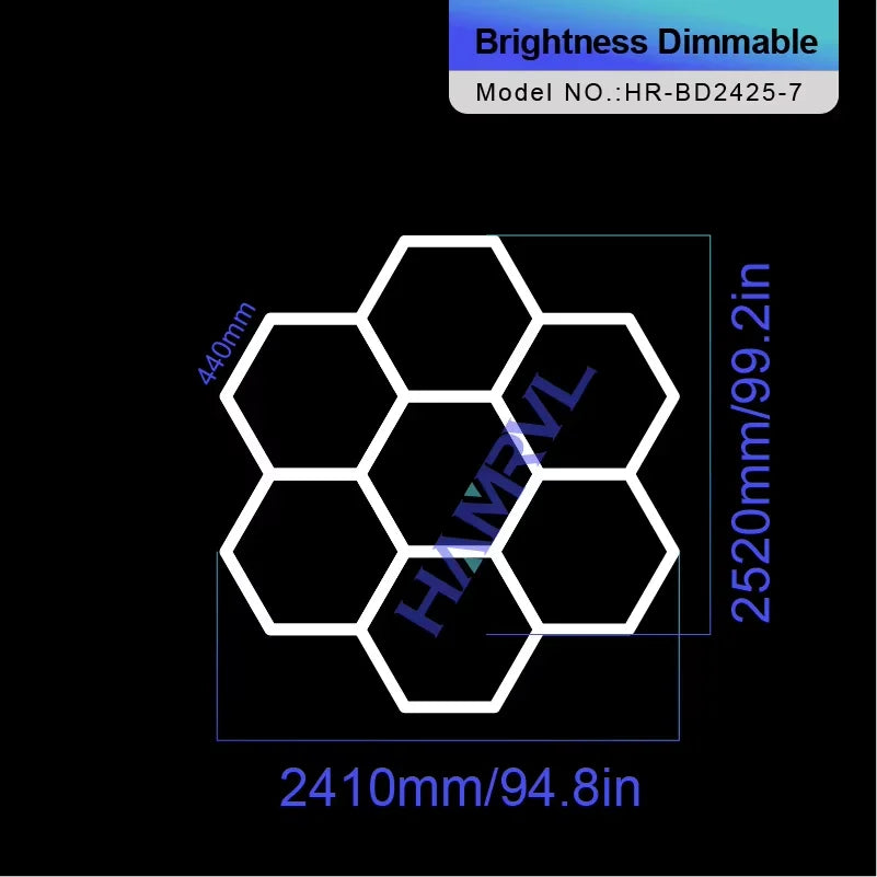 Hexagon Dimmable LED Ceiling Light Modern Honeycomb Panel with 3-Level Dimming 100%/50%/20% for Living Room Bedroom Salon Garage