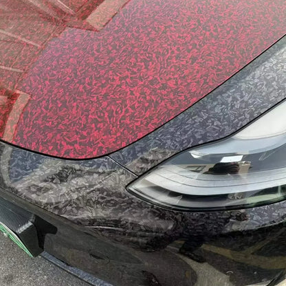 Premium PET High Gloss Red Forged Carbon Fiber Vinyl Wrap Film Roll Air Release Self Adhesive Decal Sticker Car Wrapping Foil