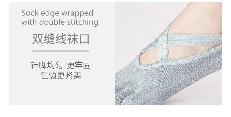 Yoga Dance Indoor Sports Silicone Anti slip Cross Strap Finger Socks