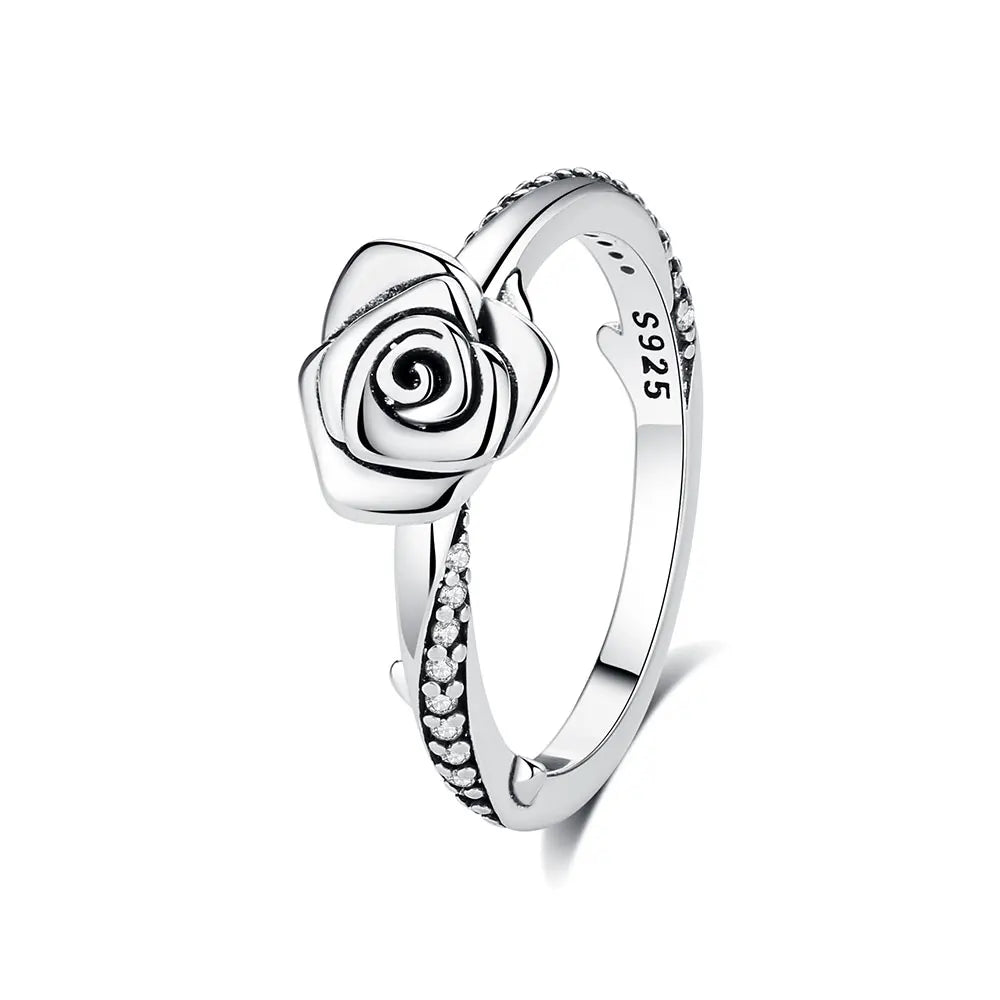 Original 925 Sterling Silver Ring Love Heart Pave CZ Crystal Stackable Rings For Women Wedding Engagement Birthday Gift Jewelry