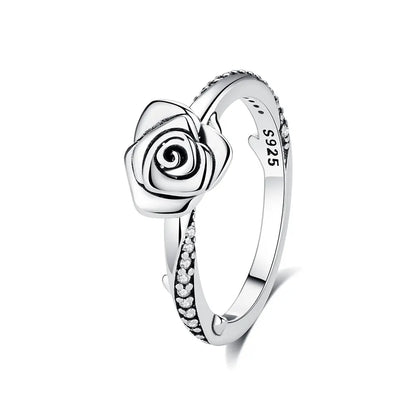 Original 925 Sterling Silver Ring Love Heart Pave CZ Crystal Stackable Rings For Women Wedding Engagement Birthday Gift Jewelry