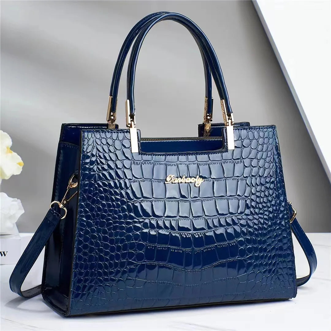 Luxury Bright Leather Ladies HandBags High-end Crocodile  Messenger Bags Boston Ladies Shopping Shoulder Tote Bags Crossbody Bag