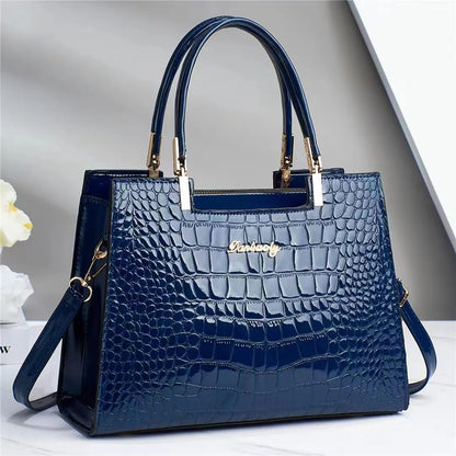 Luxury Bright Leather Ladies HandBags High-end Crocodile  Messenger Bags Boston Ladies Shopping Shoulder Tote Bags Crossbody Bag