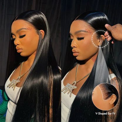 30 42Inch 13x4 13x6 HD Transparent Bone Straight Lace Front Wigs 250 Density 360 Full Lace Brazilian Human Hair Wigs For Women
