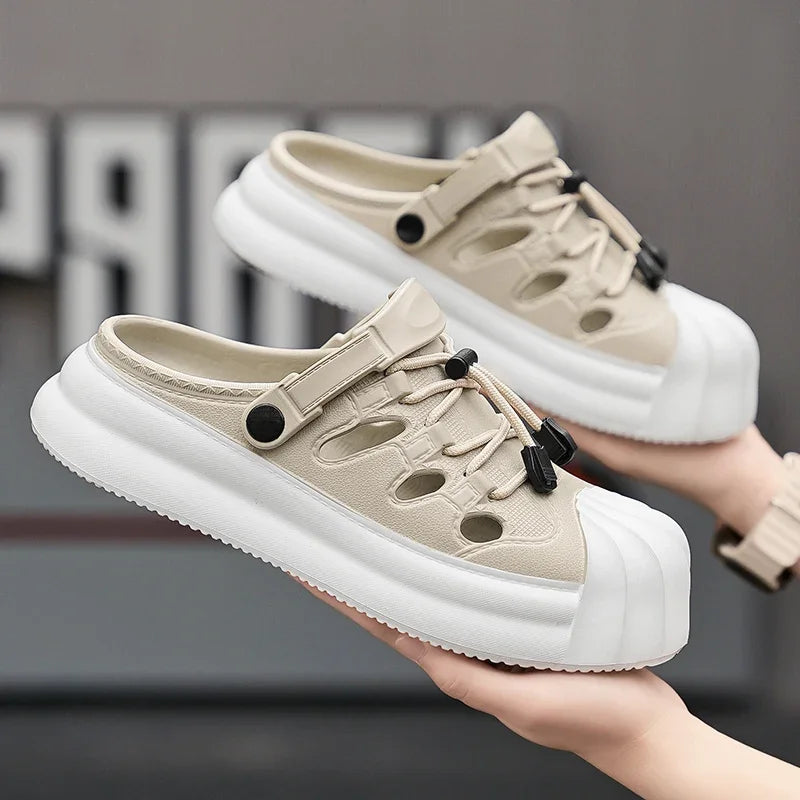 Fashion Men Sandals Summer Half Slippers Outdoor Women Beach Shoes Couple Walking Sneakers Comfortable Breathable Casual Shoes