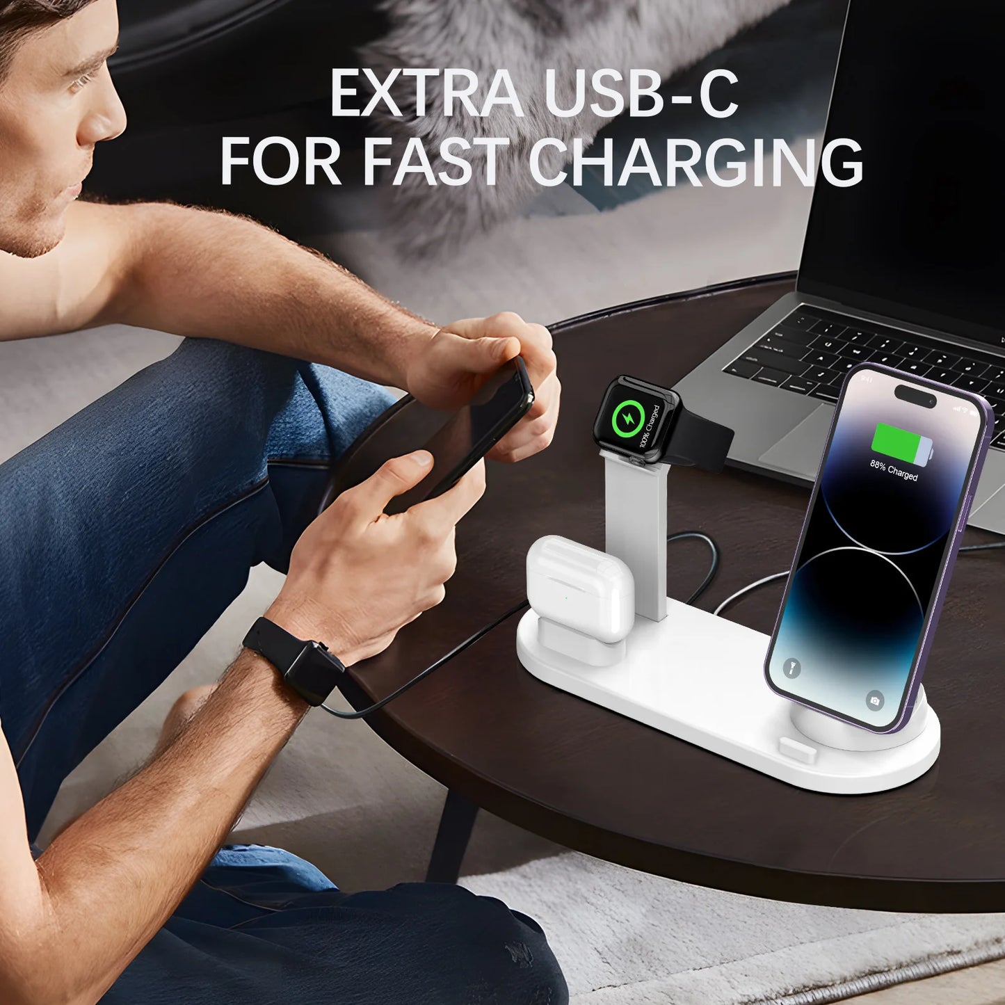 30W 7 in 1 Wireless Charger Stand Pad For iPhone 17- 11 XR Apple Watch Airpods Pro iWatch 8 7 6 Fast Charging Dock Station