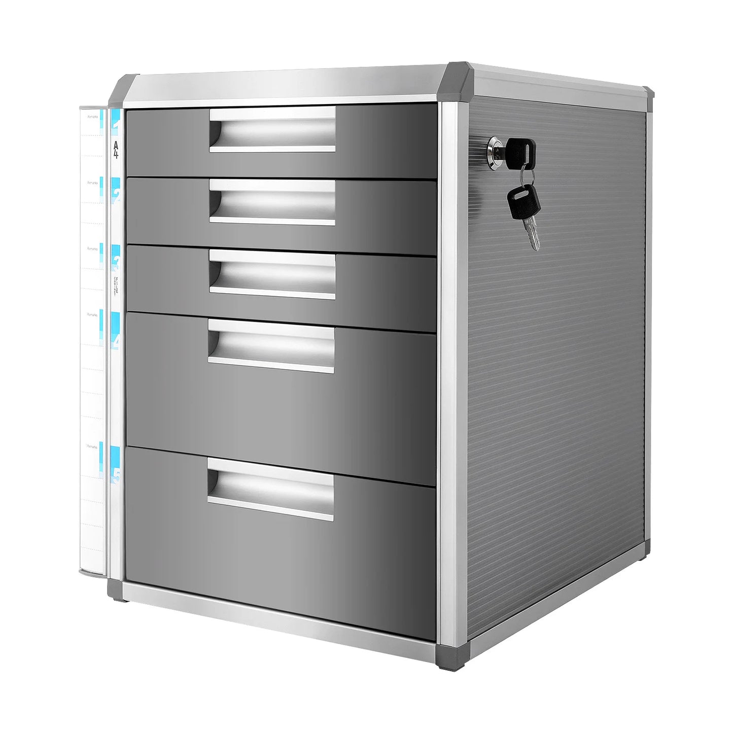 Lockable 5-Drawer Document Storage Box, Security File Organizer with Keys for Office Home Study, Grey