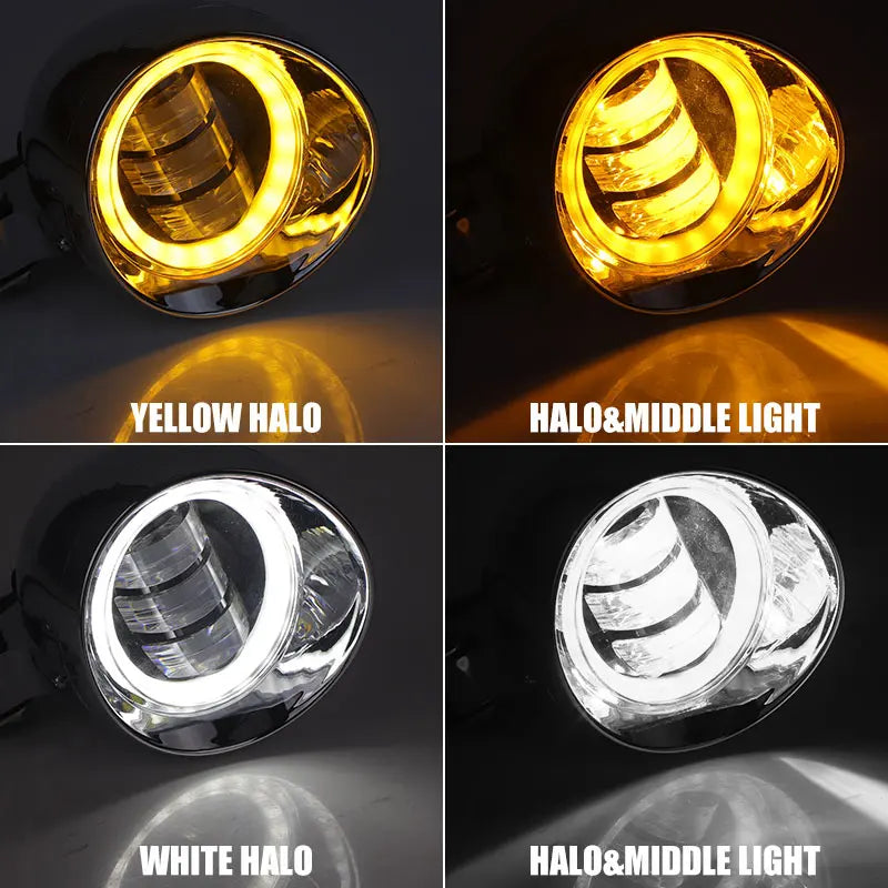 Motorcycle LED Spot Driving Light Dual Color Headlight Auxiliary Spotlight Lamp ATV Scooter Moto Fog Light for Honda Kawasaki
