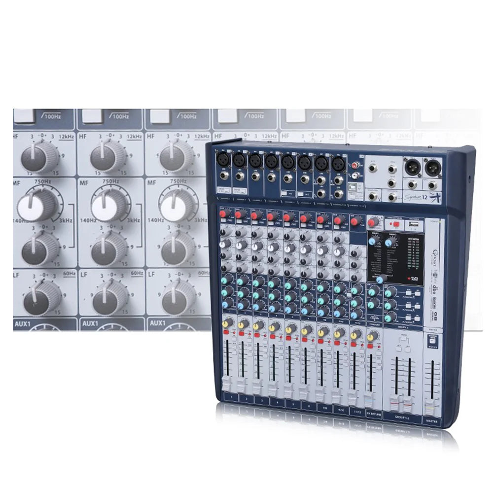 Signature Professional 12 Channel Audio sound Mixer Mixing console interface for Stage DJ Singing