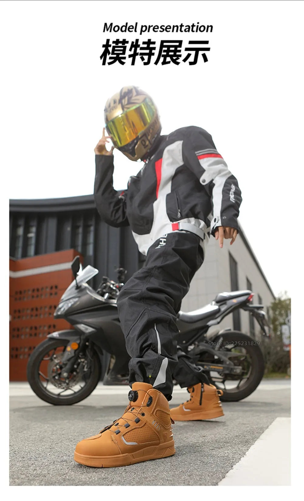 Leather Motorcycle Men's Genuine Moto Protective Ankle Short Boots Motocross Breathable Anti Drop Riding Travel Racing Shoes