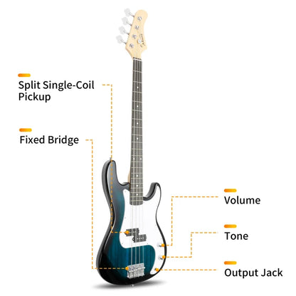 Electric Bass Guitar 4 Strings 20 Frets Electric Bass Set Electric Bass with Belt Cable and Wrench Tool