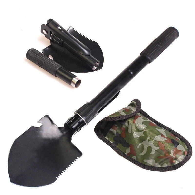 Foldable Portable Truck Mounted Engineer Shovel Camping Tent Outdoor Shovel Self-defense Survival Tool Compass Storage Bag