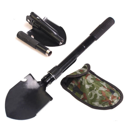 Foldable Portable Truck Mounted Engineer Shovel Camping Tent Outdoor Shovel Self-defense Survival Tool Compass Storage Bag