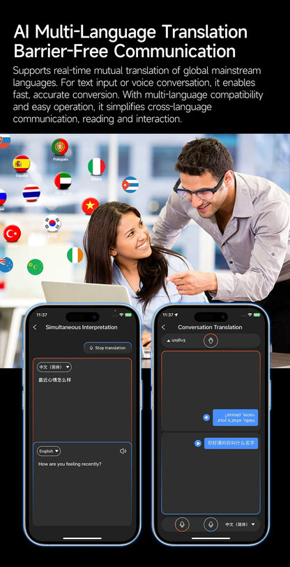 New 4K UHD Camera Glasses, ai glasses, 8MP Video, Music, Bluetooth Call, Translation, 3200W Picture,Business Style Smart Glasses
