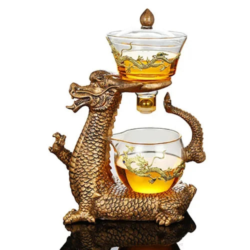 New Creative Dargon Teapot Full Automatic Glass Tea Set Pu'er Oolong Magnetic Suction Cup Teapot