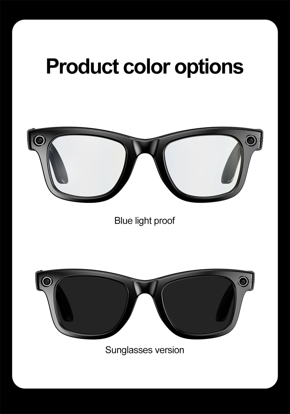 LIGE AI Camera Glasses Wireless Smart Sunglasses with Camera Bluetooth Call Music Glasses Video Sound Recording Antiblue Glasees