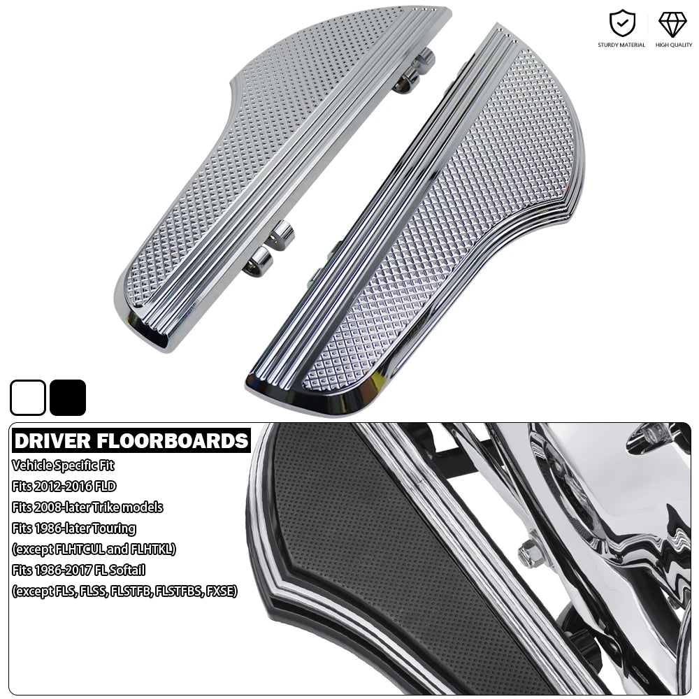 Driver Floorboards Rider Footboard Large Foot Rests Fit For Harley Freewheeler FLRT Revival FLH Heritage Softail Classic Fat Boy