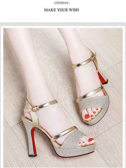 Luxury Women's Pumps Peep Toe Sexy Women Sandals High Quality Fish Mouth Shoes 11.5CM High Heels Shoes Women sandalias de mujer
