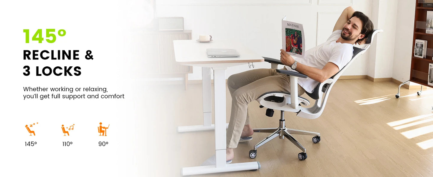 Office Ergonomic Chair for Big and 6'5" Tall Max,400Lbs Computer Desk Heavy-Duty Office Gaming Chair with High-Back Design EC20