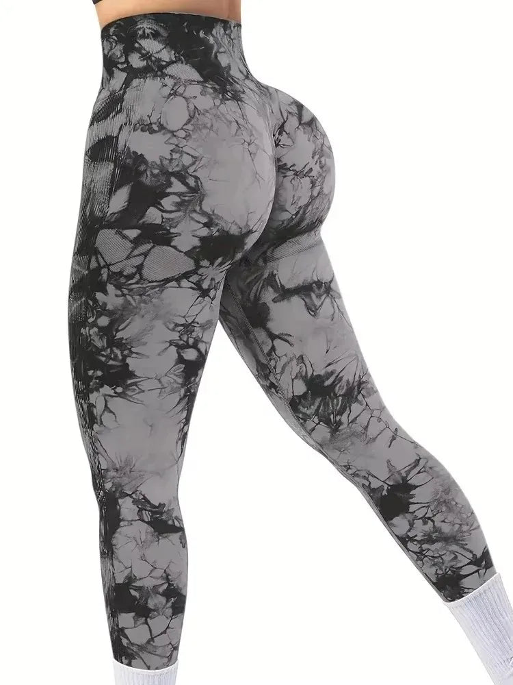 CZGUKE Tights Women Tie Dye Leggings High Waist Lifts Butt Tummy Control Push Up Seamless Yoga pants Ladies Workout Gym Clothing