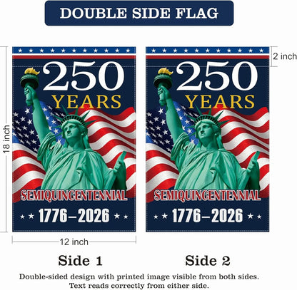 250th Anniversary USA Garden Flag, American 250th Patriotic Double Sided Outdoor Banner, 1776-2026 Semiquincentennial Americ YYQ