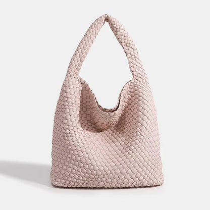 Women's Fashionable Woven PU Leather Tote Bag Shoulder Handbag Top-Handle Bag with Purse - Stylish Woven Bag Purses