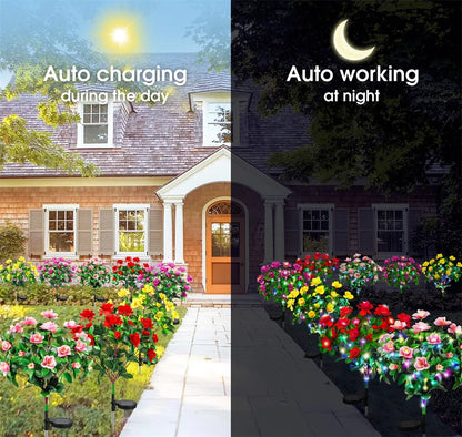 Waterproof LED Azalea Flower Solar Lights Outdoor Landscape Light for Lawn Patio Garden Path Decorative Lighting Best Gift