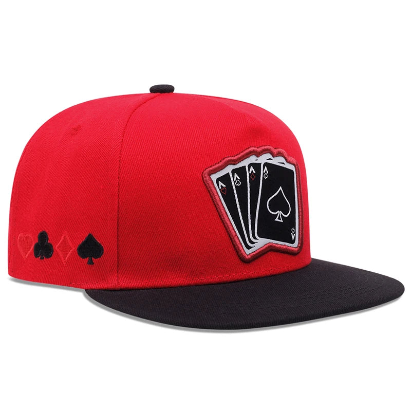 2024 New Fashion Hip Hop Cap Men Women Adjustable Playing Card Embroidered Baseball Caps Outdoor Sun Hat Unisex Snapback Hats