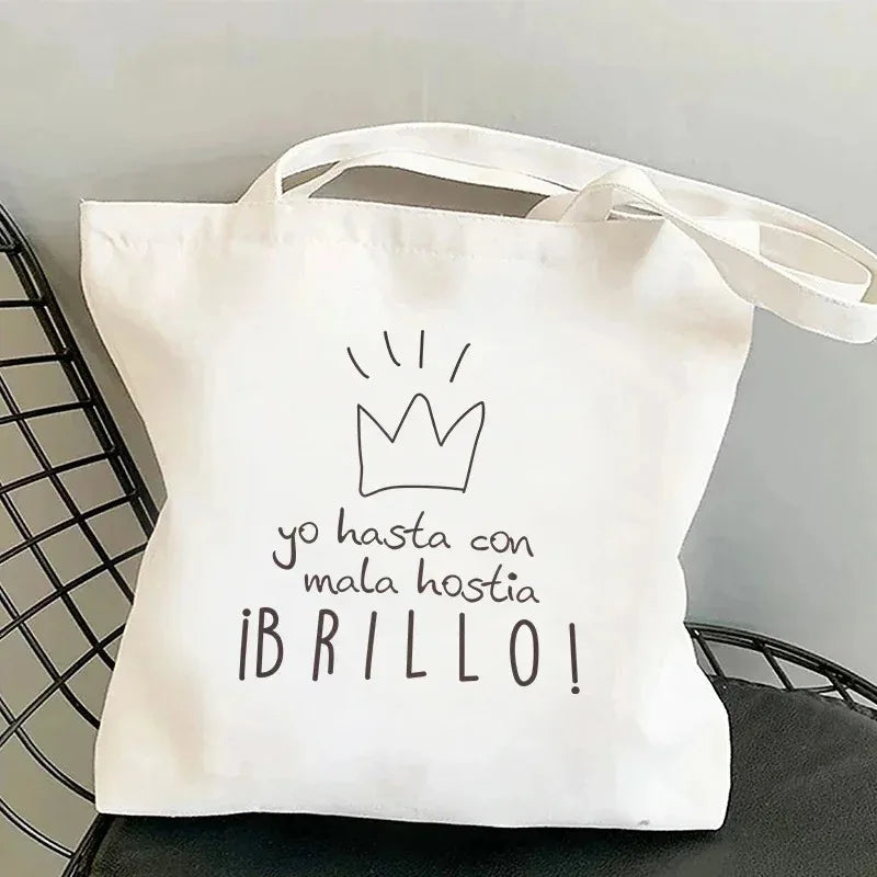 Spanish Women Shoulder Bag Graphic Harajuku Shopper Bags Large Capacity Canvas Tote Handbag No Zipper Eco Casual Girl Handbags
