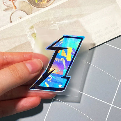1PC Arabic Numbers Motorcycle Stickers Reflective Holographic Carbon Effect for Helmet Scooter Fuel Tank Front Fairing Decals