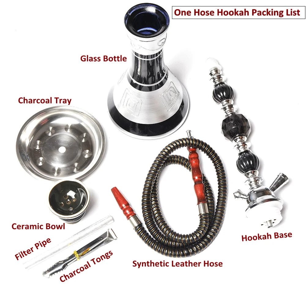 DEJAYA Travel Glass Shisha Hookah Pipe Chicha Narguile Completo Nargile with Sheesha Ceramic Bowl Charcoal Tongs Accessories