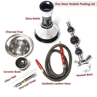 DEJAYA Travel Glass Shisha Hookah Pipe Chicha Narguile Completo Nargile with Sheesha Ceramic Bowl Charcoal Tongs Accessories