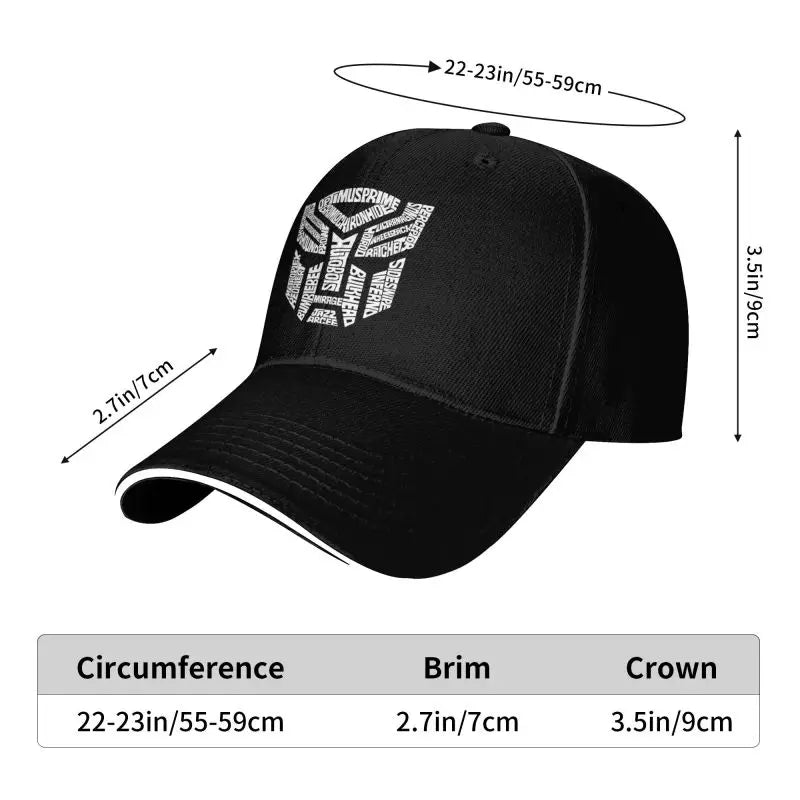 Transformer Autobots Film Print Baseball Cap Sandwich Hats Men Women Adjustable Snapback Caps Summer Sun Protection Hat