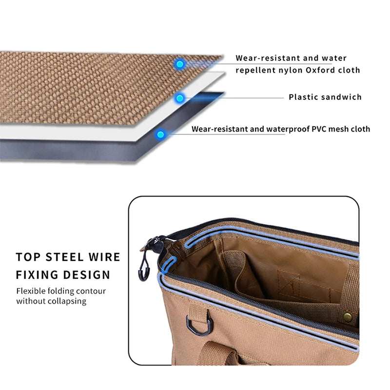 Camping tool storage bag,large-capacity tool kit, can be hung with a climbing buckle, high toe nail,Five colors to choose from