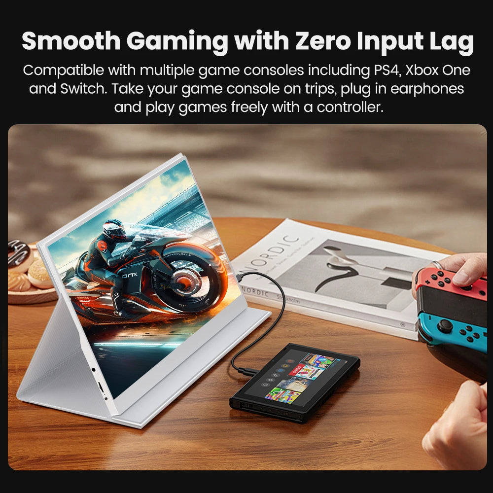 UPERFECT 15.6" Portable Monitor Travel Monitor For PS5 Switch Computer Laptops Mobilephone 1080P Ultra Slim Screen Extender With Built In Stand