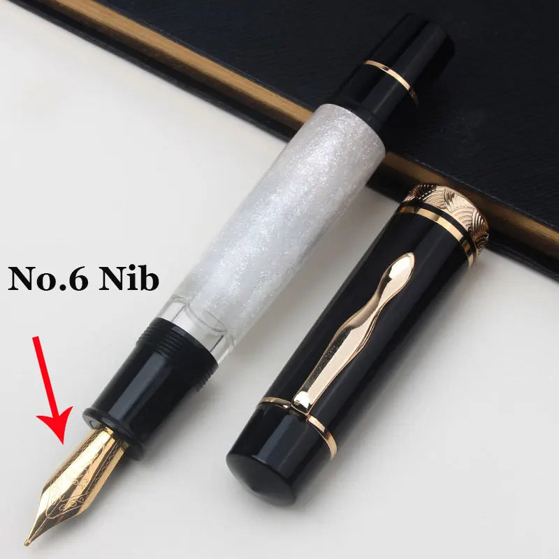 MAJOHN P139 High Quality Fountain Pen Piston Filler Resin Body Ebonite Feed Size 8 40 Nib Rotating Cap Postable Office Gift