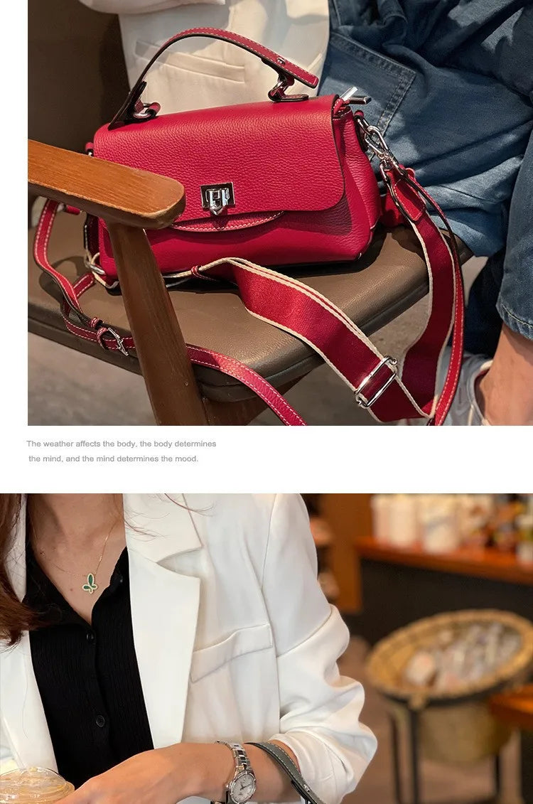 luxury handbags female crossbody bags Vintage Genuine leather one piece shoulder bag small square bag for women cowhide Blue bag
