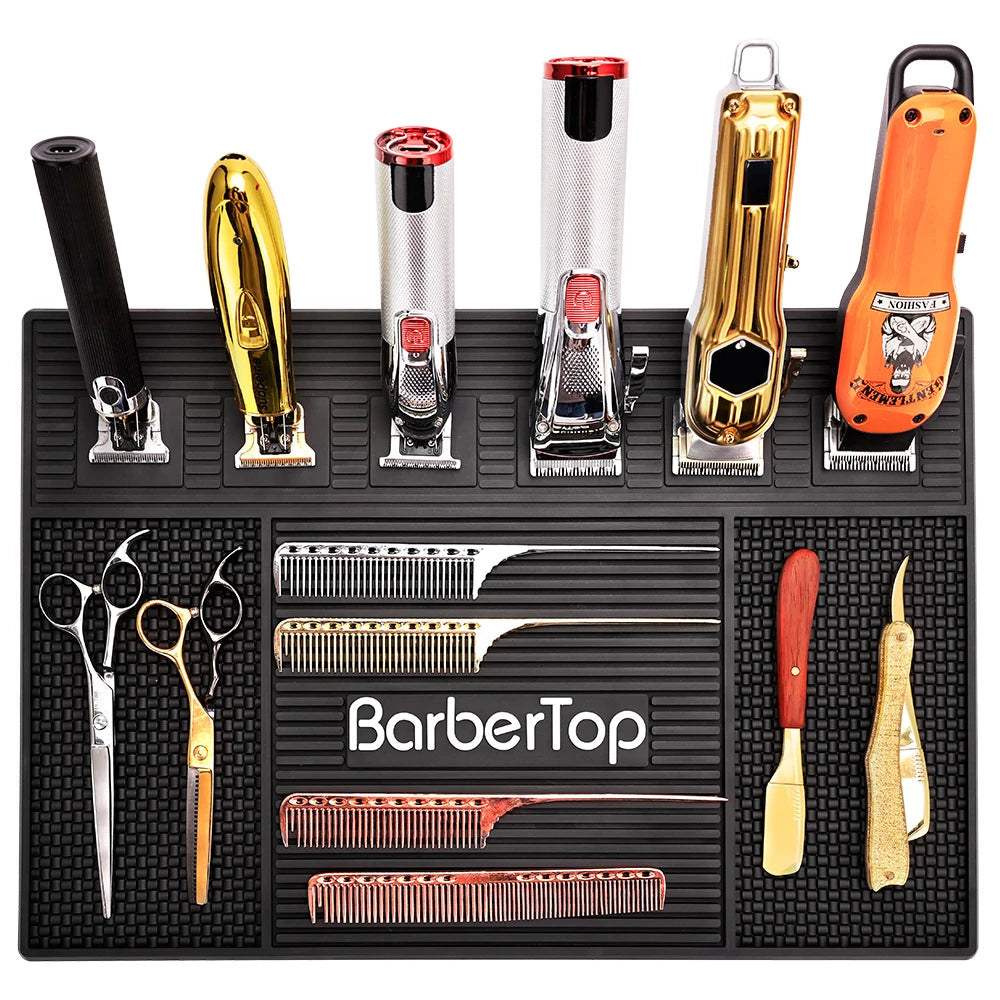 Barber Mats Barber Tools Storage Mat Barbershop NonSlip Magnetic Silicone Cushion Tray Storage Heat Insulation Working Pad ﻿