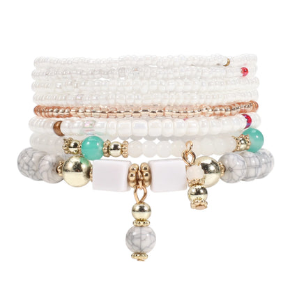 Bohemian Stackable Bead Bracelets for Women Stretch Multilayered Bracelet Set Multicolor Jewelry