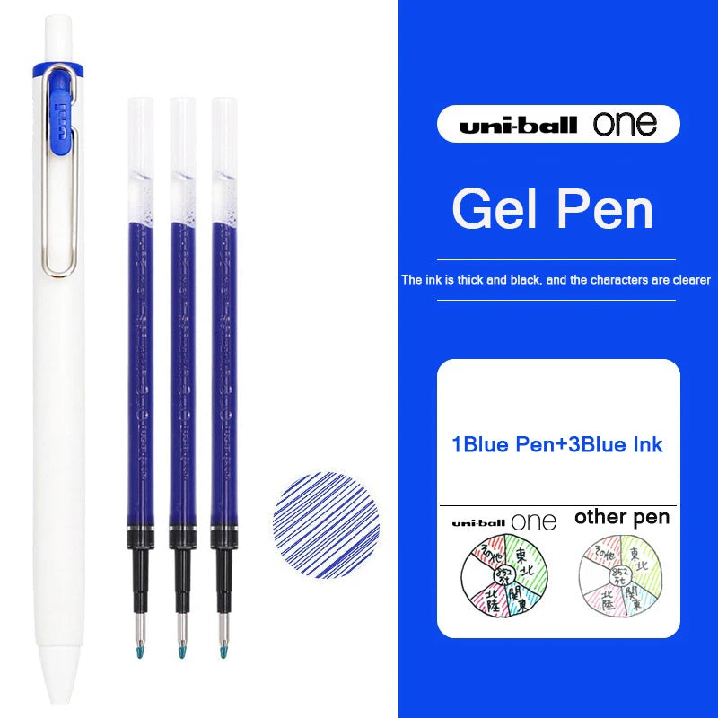 uni-ball one Mitsubishi Limted Gel Pen,Black/Red/Blue/Navy Blue Core Black Technology Signing Canetas for homework,test,meeting