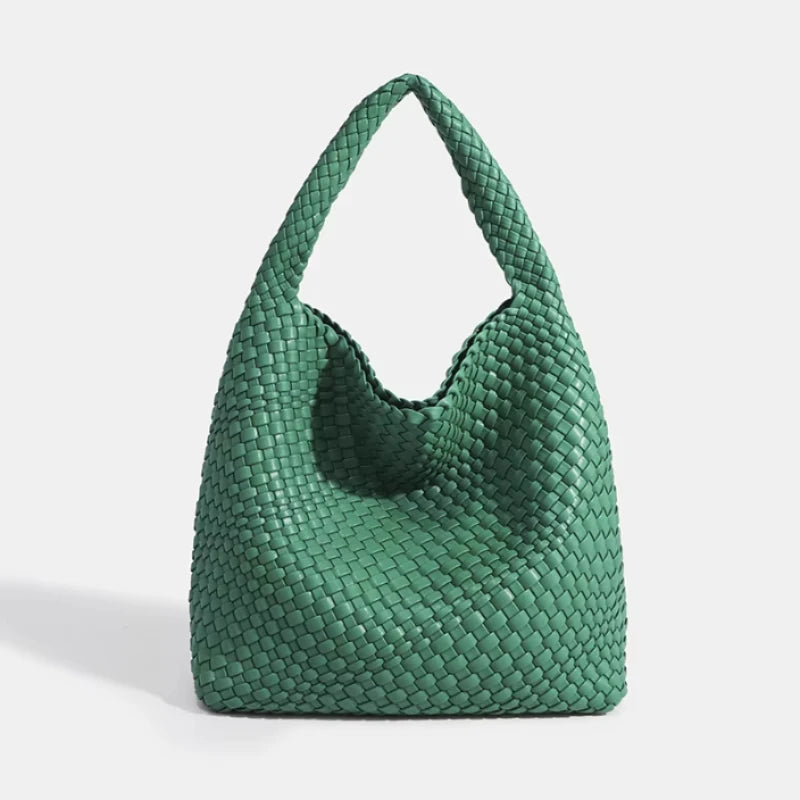 Women's Fashionable Woven PU Leather Tote Bag Shoulder Handbag Top-Handle Bag with Purse - Stylish Woven Bag Purses