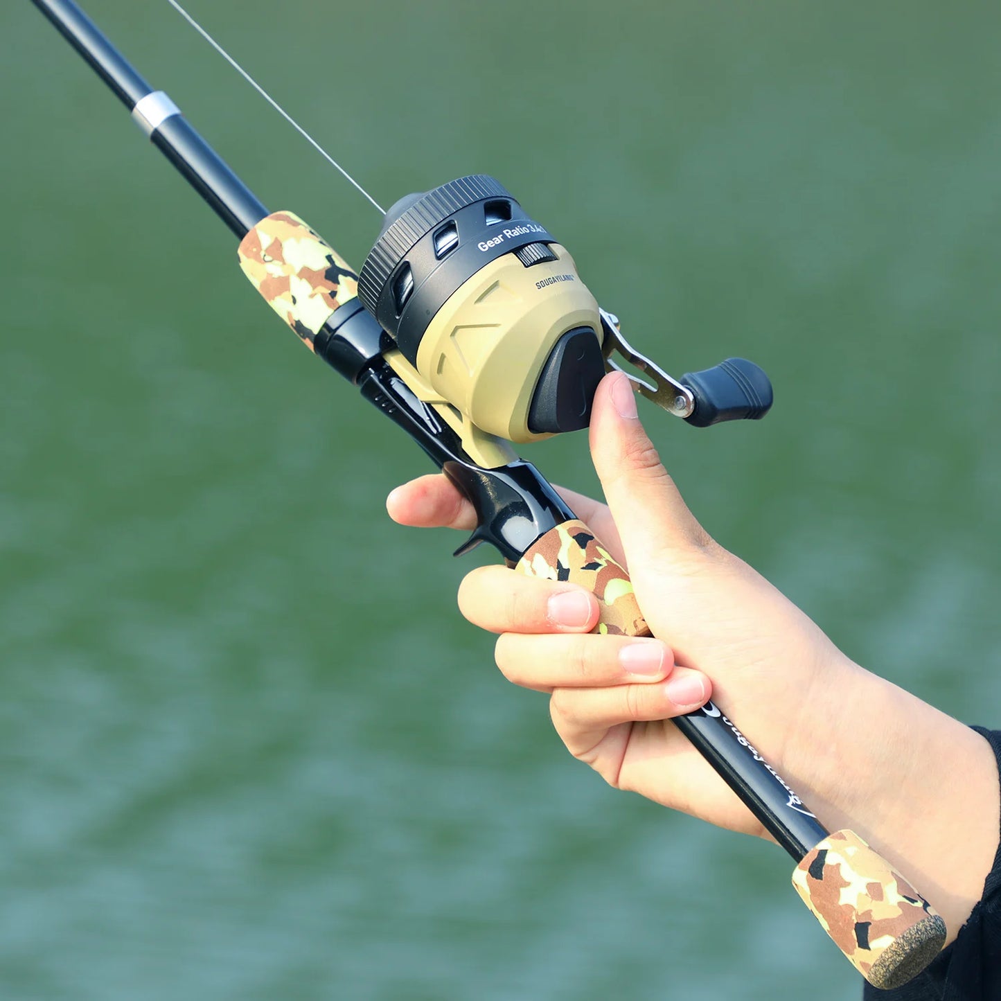 Sougayilang Casting Fishing Reel 3.4 Gear Ratio High Speed Aluminum Alloy Spool Reel with Nylon Fishing Line Freshwater Pesca