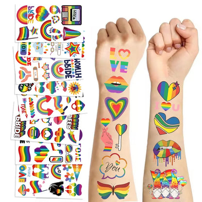 10Pcs Sheets of Pride Tattoos,  LGBT Pride Face Tattoos Temporary, LGBT Gay Pride Accessories for Parades, Festivals and Parties