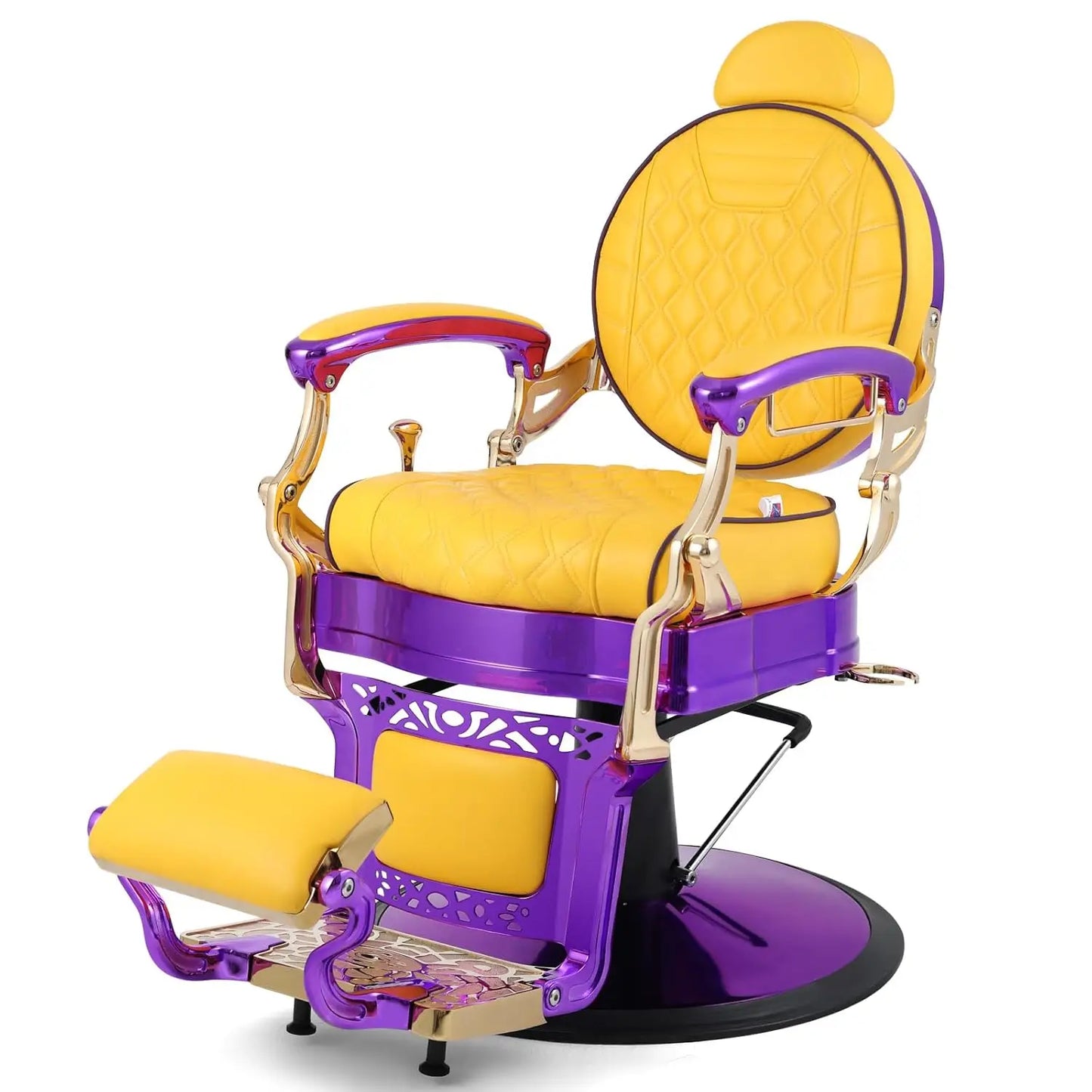 Retro Heavy Duty Hydraulic Recline Barber Chair Rounded Cushion Salon Spa Styling Equipment Black Customized