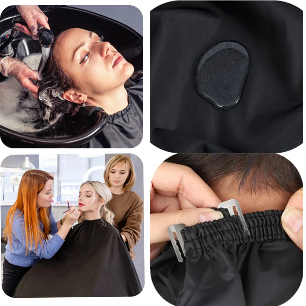 Professional Hairdressing Salon Nylon Cape with Closure Snap Barber Styling Cape Black Hair Cutting Accessories Customed Label