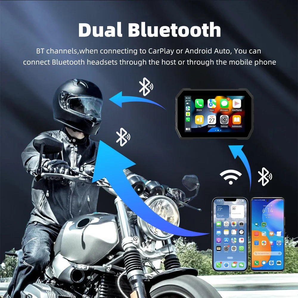 5 inch Wireless CarPlay Moto Android Auto Digital Motorcycle Dashboard GPS Motorcycle Navigation Two Theme Display Screen