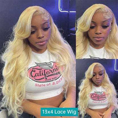 613 13x6 Lace Front Wig Human Hair Body Wave Blonde Lace Frontal Wigs for Women 220 Density Natural Hairline With Baby Hair